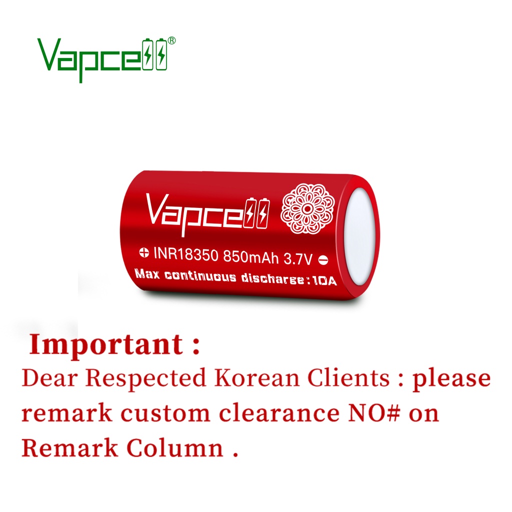 Vapcell Original INR18350 850 mAh high drain 18350 10A 3.7V 18350 for flashlight power tools lithium