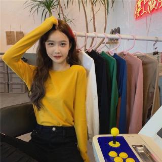 [MISS SUMEY]เสื้อยืดแขนยาว สีพื้น สไตล์เกาหลี สำหรับผู้หญิง