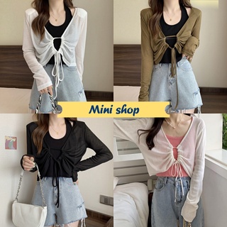 Mini shop🌸พร้อมส่ง🌸(12336) เสื้อคลุมไหมพรมแขนยาว ดีเทลสายรูดสุดเก๋ไม่ซ้ำใคร