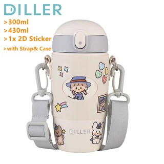 Diller Kids Vacuum Flask Thermos With Straw Stainless Steel Drinking Water Bottle (300ml/430ml) MLH8940