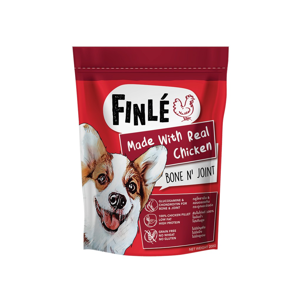 FINLE ขนมสุนัข เนื้อสัตว์อบแห้งสูตร Grain Free 200 กรัม