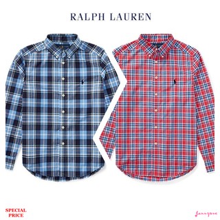 RALPH LAUREN PLAID COTTON POPLIN SHIRT ( BOY SIZE 8-20 )