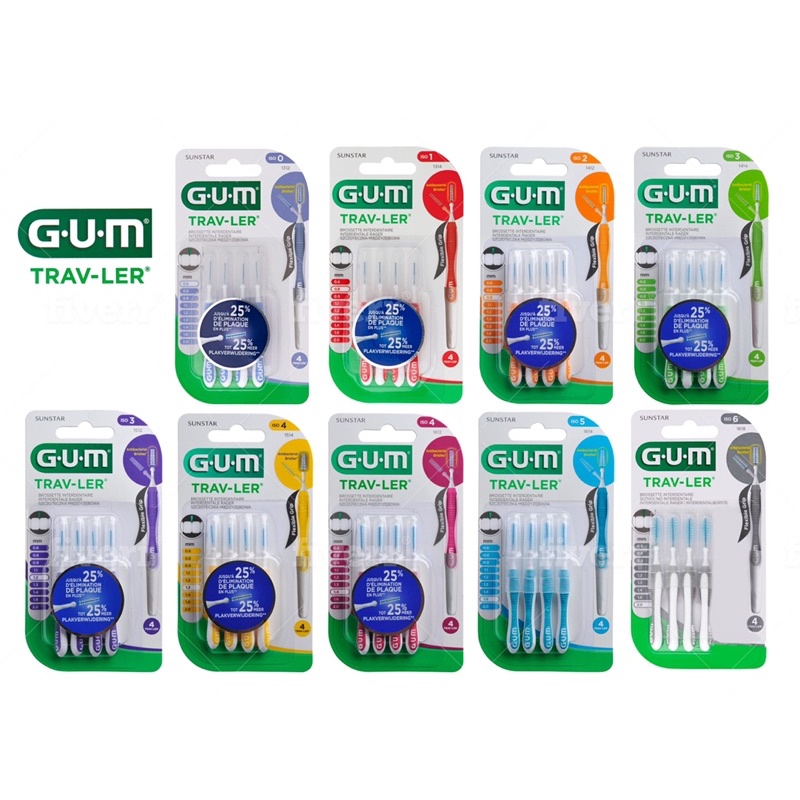 พร้อมส่ง!! GUM แปรงซอกฟันขนาดพกพา มี 6ขนาด (0.6 m., 0.8 m. ,0.9 m. , 1.1 m. 1.4m. ,1.6 m.)