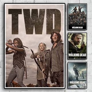 โปสเตอร์กระดาษคราฟท์ ลาย The Walking Dead สไตล์อเมริกันเรโทร สําหรับตกแต่งห้อง บาร์ คาเฟ่ ของขวัญ