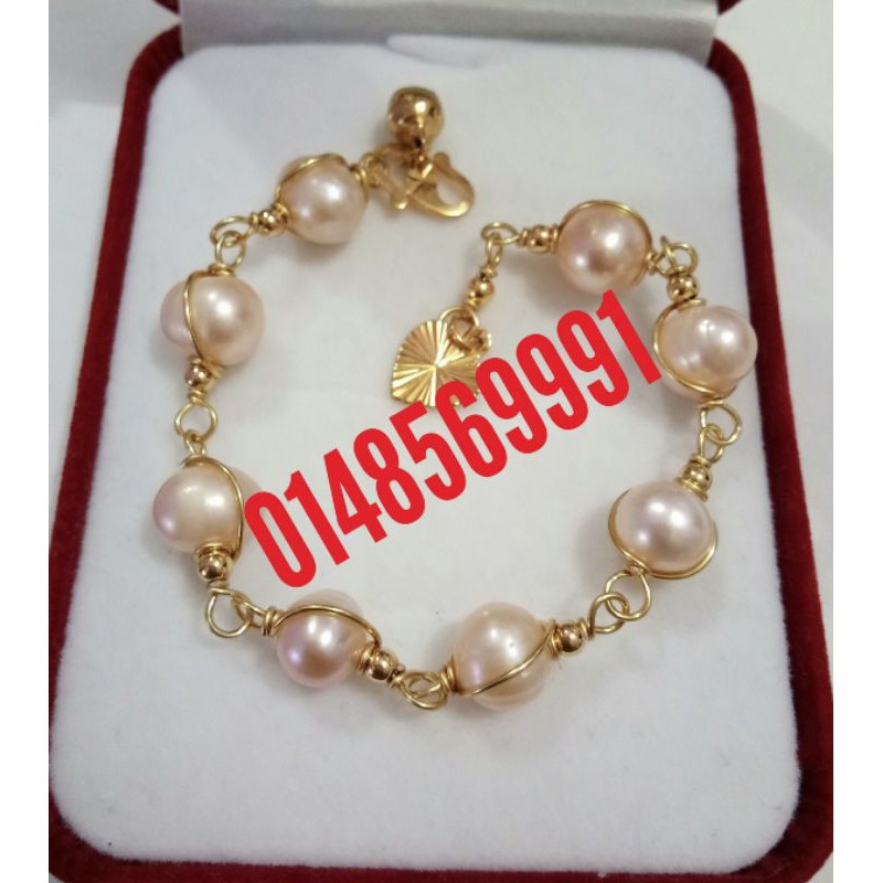 SUASA GOLD WRAPPED PEARL HAND CHAIN