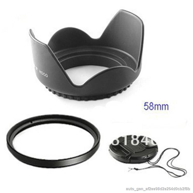 58mm 58 mm Flower Lens Hood UV Filter Lens Cap for Canon EOS 400D 550D