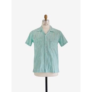 [JBB*] HAVANA SHIRT IN BROKEN STRIPE COTTON (MINT GREEN) เจบีบี ฮาวาน่าเชิ้ต แขนสั้น มีกระเป๋า ผ้าค็อตต้อน ทอลายริ้ว