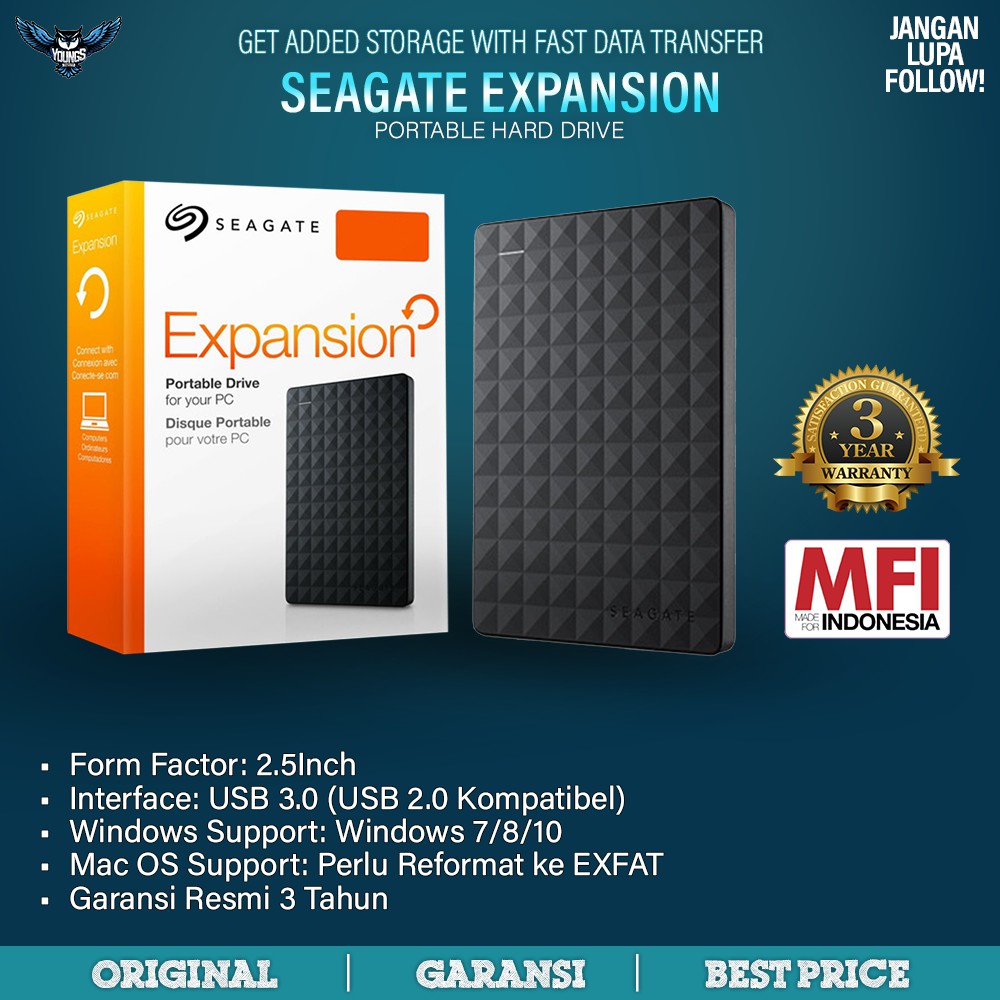 SEAGATE EXPANSION 2TB GARANSI RESMI - EXTERNAL HARDISK HARDDISK HDD