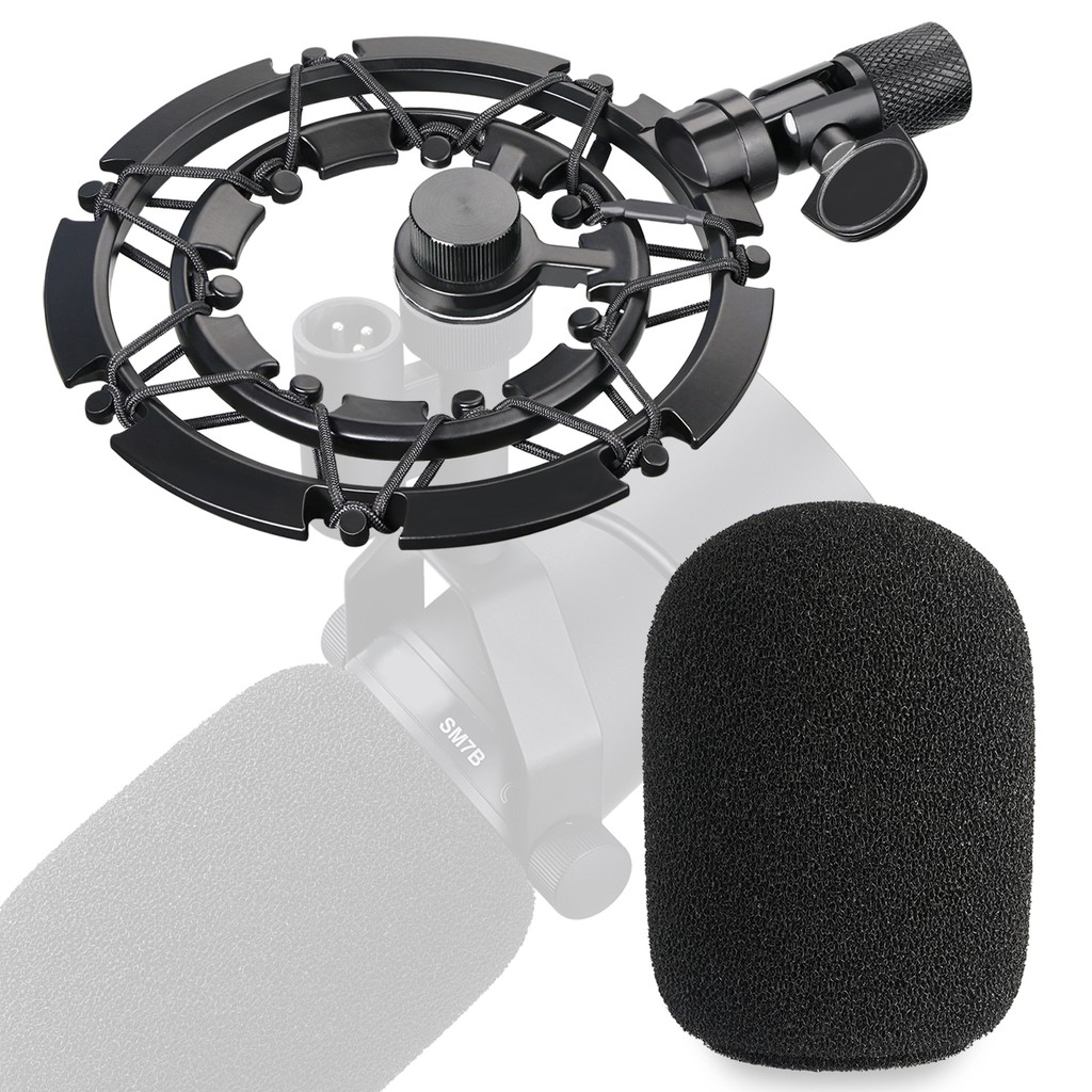 Shure SM7B Shock Mount with Pop Filter Matching Mic Boom Arm Stand ...