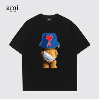 เสื้อยืดแขนสั้นลําลอง คอกลม ผ้าฝ้ายแท้ ทรงหลวม พิมพ์ลาย Ami iepo Love สําหรับผู้ชาย และผู้หญิง