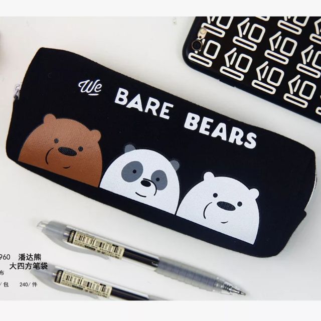 กระเป๋าใส่ดินสอ เครื่องเขียน ปากกา We Bare Bears สีดำ