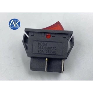สวิตช์ สวิทช์ กระดก เปิด ปิด ไฟบ้าน 220VAC มีไฟ สีแดง 4 ขา 16A/250V 20A/125V (ON/OFF) SW