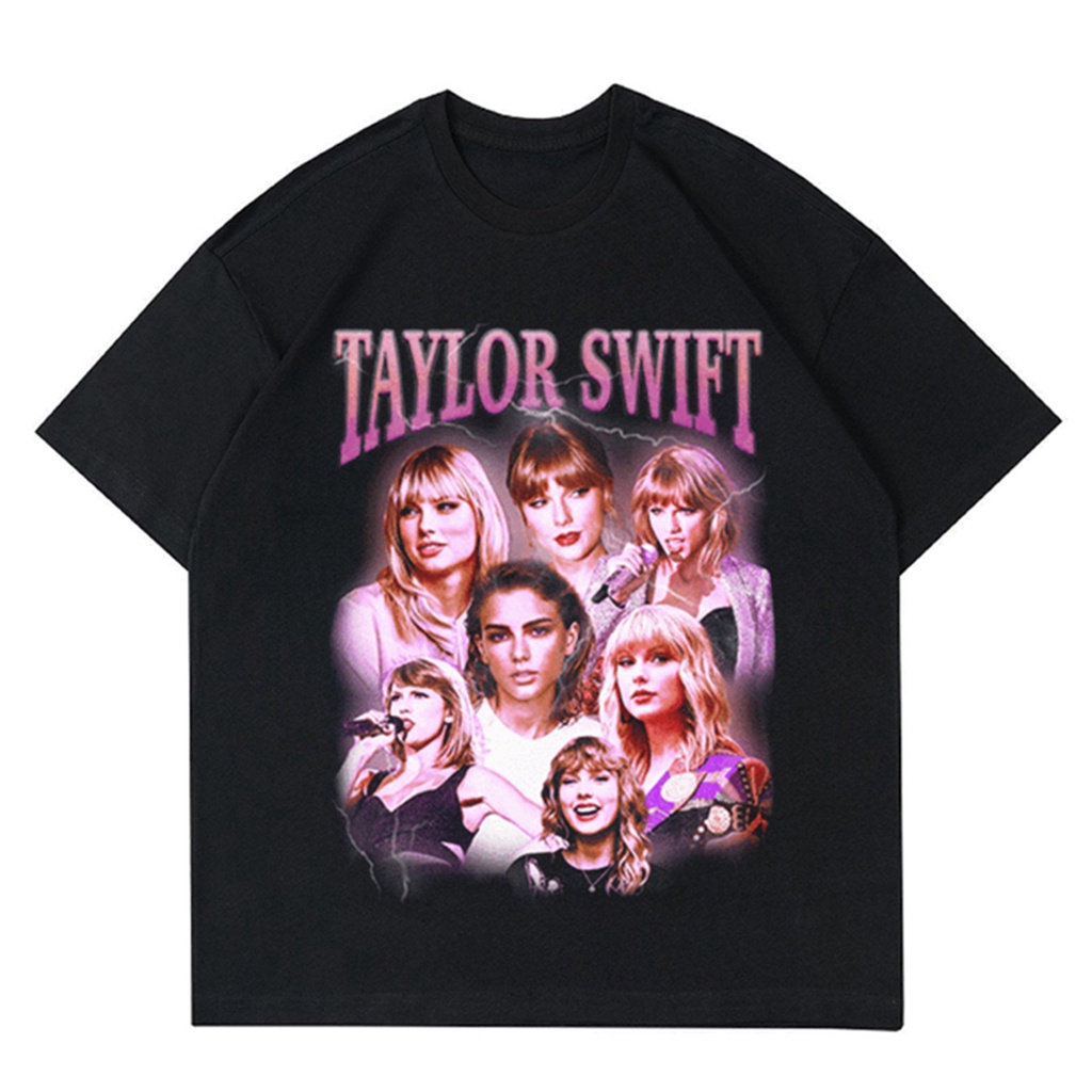 ผ้าฝ้ายแท้star tshirtเสื้อยืด พิมพ์ลาย Taylor SWIFT VINTAGE RAPTEE | เสื้อยืด TAYLOR SWIFT RAP สีดํา