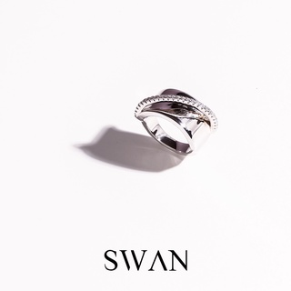 SWAN - Twist RoseGold Ring แหวนเงินแท้ ฝังเพชรคิวบิกเซอร์โคเนีย cubic zirconia