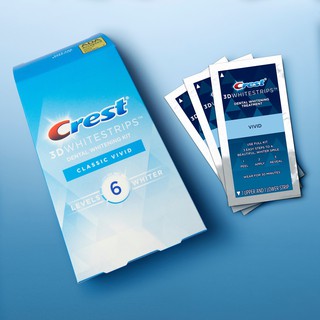 แผ่นฟอกสีฟัน Crest ระดับ 6 - Classic Vivid -  10 ซอง ติดครั้งละ 30 นาที  ** USA แท้**