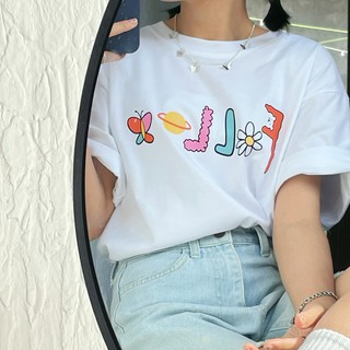 (พร้อมส่ง) เสื้อยืด เสื้อยืดโอเวอร์ไซส์ เสื้อแขนสั้น oversize สีขาว/สีเขียว - Clothestoryy