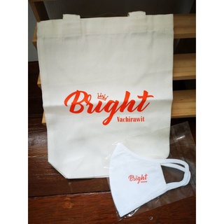 กระเป๋าผ้า+แมส​ผ้า สีขาว Bright ไบร์ท ❕มีของพร้อมส่ง❕