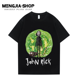 เสื้อยืดคอกลม แขนสั้น พิมพ์ลาย John Rick ทรงหลวม ใส่สบาย