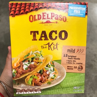 ทาโก้พร้อมซอสและเครื่องปรุงรส (เผ็ดน้อย) Old El Paso (12 แผ่น) 290 g.