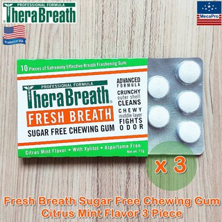 TheraBreath® Fresh Breath Sugar Free Chewing Gum Citrus Mint Flavor 3 Piece หมากฝรั่งดับปลิ่นปาก