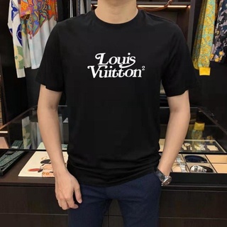 เสื้อยืดโอเวอร์ไซส์เสื้อยืดแขนสั้นลําลอง ผ้าฝ้าย พิมพ์ลายโลโก้ตัวอักษร LV แฟชั่นฤดูร้อน สําหรับผู้ชาย และผู้หญิงS-3XL