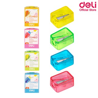 Deli H034 Pencil Sharpener กบเหลาดินสอนีออน ขนาดพกพา (คละสี 4 ชิ้น) กบ กบเหลาดินสอ กบเหลาดินสอแฟนซี เครื่องเหลาดินสอ