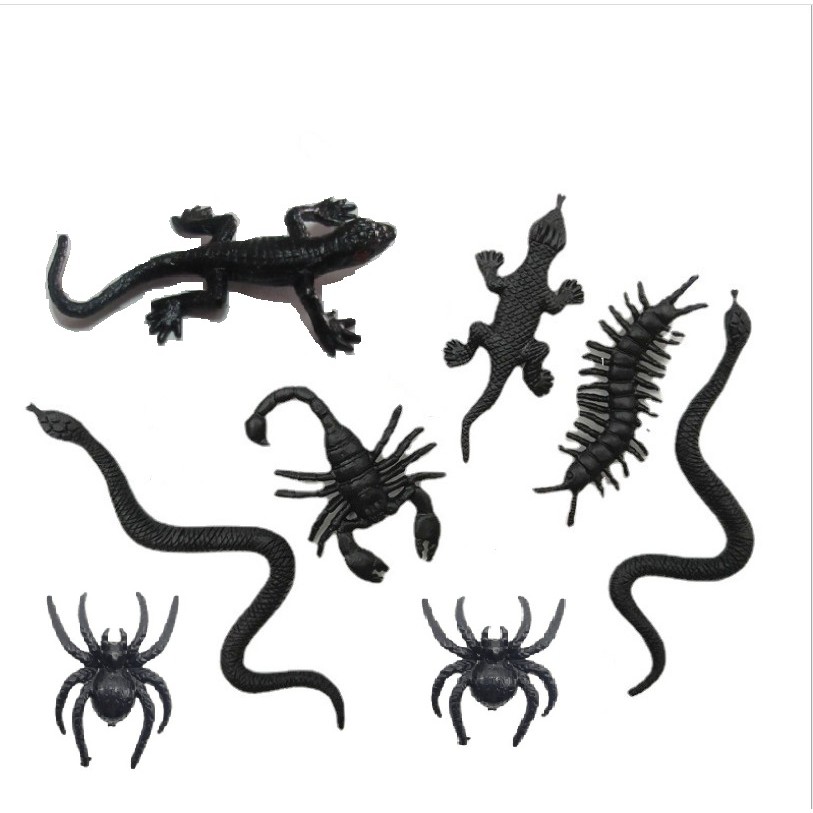 [ ของเล ่ นโรล ] Combo 06 แมลงเต ็ มสีดํา ( Snake, Centipede, Lizard, Spider,