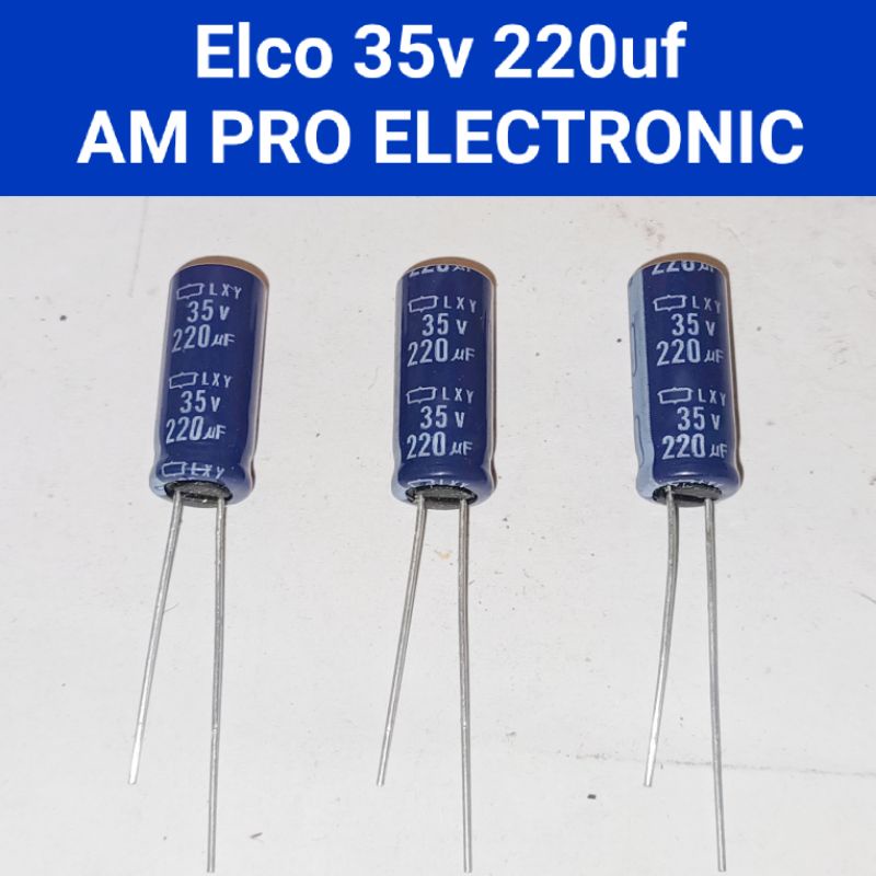 Elco 35v 220uf Elko 220uf 35v ตัวยาวสีน้ําเงิน