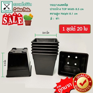 กระถางต้นไม้ พลาสติก ขนาด 3.4 นิ้ว สีดำ 20 ใบ ราคาถูก