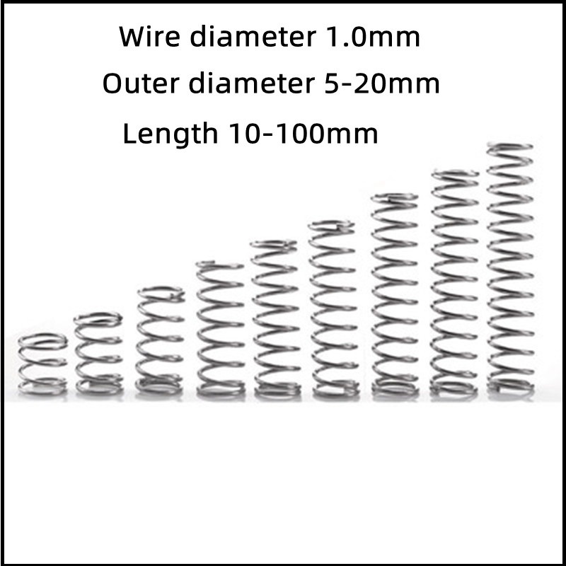 【XCF】wire เส้นผ่านศูนย์กลาง 1.0 มม. สปริงอัด SUS304 สแตนเลส OD8-15 มม. 15-100 มม. สปริงแรงดัน