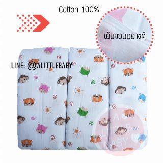 ผ้าอ้อมผ้าสาลู cotton 100%  27 นิ้ว เกรดAAA+  แพ็ค 12 ผืน คละสี (ลายMonkey)