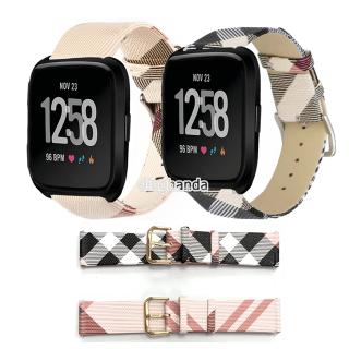 สายรัดสายหนังสไตล์ Tartan Plaid สำหรับ Fitbit Versa