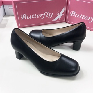 รองเท้าแฟชั่นคัชชูสตรี Butterfly รุ่น 9759-6018 หัวตัด ส้นหนา ถูกระเบียบปี 1