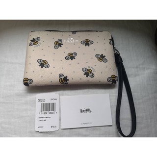 COACH F26652 CORNER ZIP WRISTLET WITH BEE PRINT ของแท้นำเข้าจากอเมริกา มีใบเสร็จการันตี