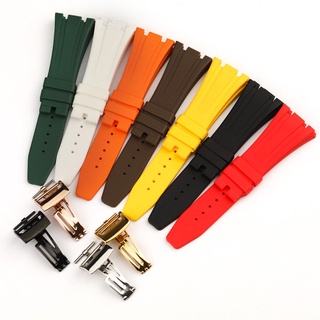 สายนาฬิกาข้อมือ ยางซิลิโคน แบบพับได้ 26 มม. 27 มม. สําหรับ AP Audemars And Piguet Watch Band 15400 26470 15703