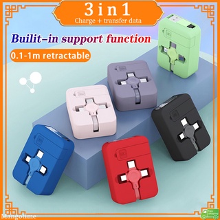 【จัดส่งรวดเร็ว】สายชาร์จ 3a 3 in 1 Micro USB 8Pin Type C ยืดหดได้ พร้อมที่วางโทรศัพท์ สําหรับ i-P Android