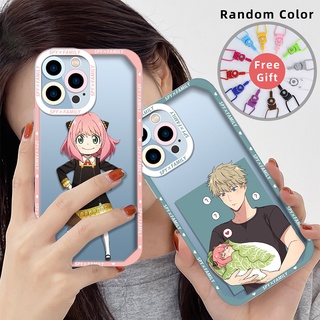 เคสโทรศัพท์มือถือ ซิลิโคนนิ่ม แบบใส ลายอะนิเมะ Spy×Family พร้อมสายคล้อง สําหรับ iPhone 11 12 13 Pro Max 7 8 Plus SE 2020