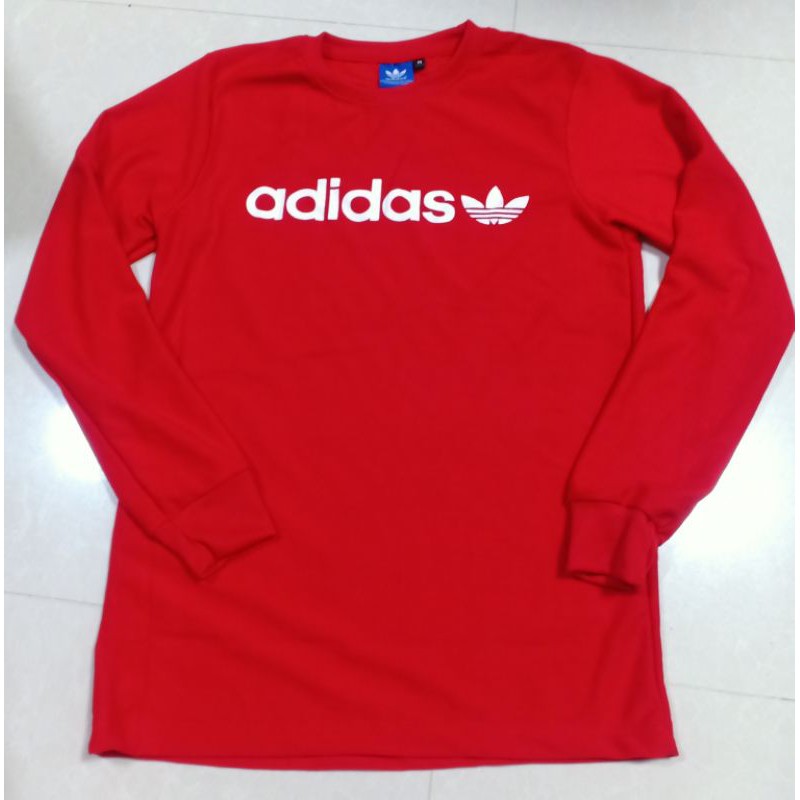 เสื้อแขนยาว กันหนาว adidas สีแดง ฟรีไซส์