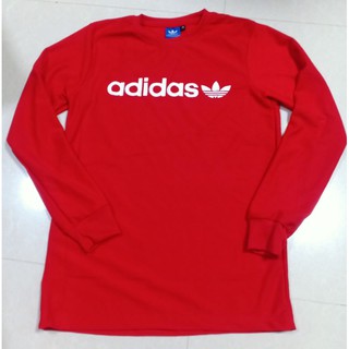 เสื้อแขนยาว กันหนาว adidas สีแดง