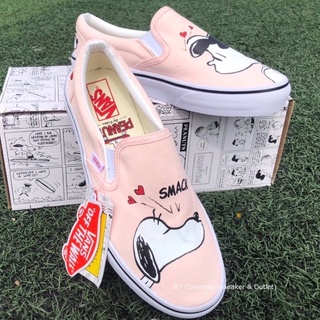 [พร้อมส่ง]  Slip On Peanuts ส์สลิปออน (Snoopyสีชมพูน่ารัก) สินค้าพร้อมกล่อง มีเก็บปลายทาง