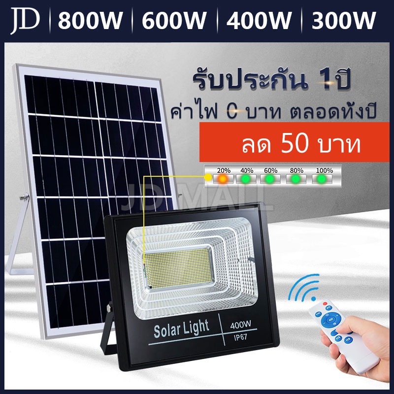 JD 【รับประกัน 12 เดือน】ไฟสปอตไลท์ 800w400w300wไฟถนนโซล่าเซลล์ solar cell ไฟโซล่าและแผงโซล่า Solar Light LED ไฟโซล่าเซลล์