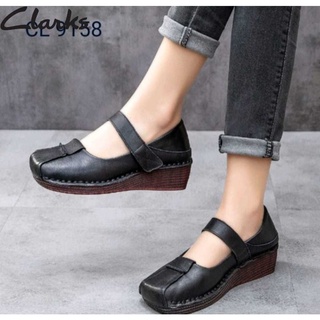 Clarks 9158 รองเท้าหนัง ส้นแบน แบบผูกเชือก เหมาะกับใส่ทํางาน สําหรับผู้หญิง