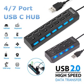 2 In 1 USB 2.0 HUB Combo Splitter 4/7 พอร์ต USB Switch ความเร็วสูงเปิด / ปิดอะแดปเตอร์ USB