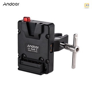 Andoer อะแดปเตอร์พาวเวอร์ซัพพลายแบตเตอรี่นาโน V-lock พร้อมคีมหนีบ สําหรับแบตเตอรี่ Mini V-mount