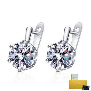 [with Gra Certificate]18K Gold White Diamond Stud Earrings Moissanite Ear Clip Fine Jewelry