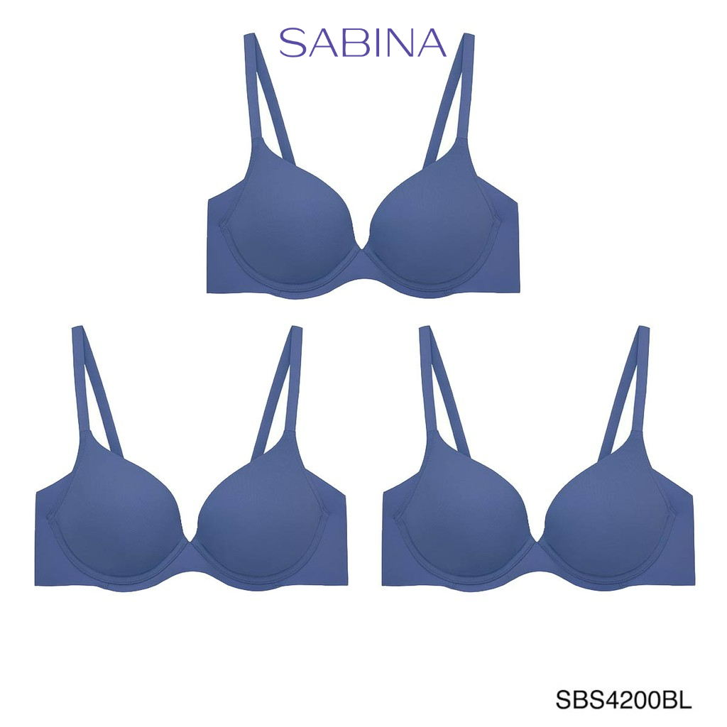 Sabina เสื้อชั้นใน (Set 3 ชิ้น) (มีโครง) Seamless Fit รุ่น Sixnature รหัส SBS4200BL สีฟ้า