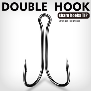 50PCS High Carbon Steel Fishing Hook Double Hook Fish Bait Lures Butterfly Hook Two Anchor Hook thunder Frog Hook
