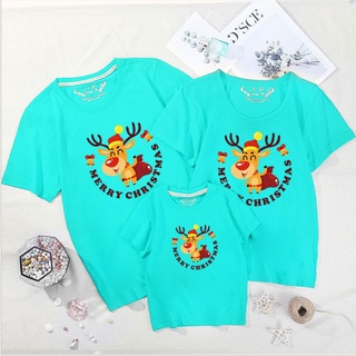 Merry Christmas Cute Deer 9 Colors Plus Size Family Matching T Shirt Family Tee Family Wear Oversized Shirt Wome 471