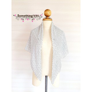 ผ้าพันคอ/ผ้าคลุมไหล่ รุ่น Black Polka Dot in White (Size L)