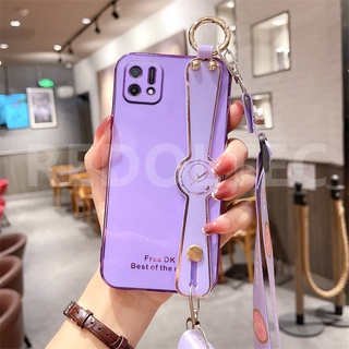 เคส OPPO A16K 6D สายรัดข้อมือเคสโทรศัพท์พร้อมสายคล้องไหล่แบบยาวกระเป๋าสะพายข้างพร้อมตัวป้องกันกล้อง